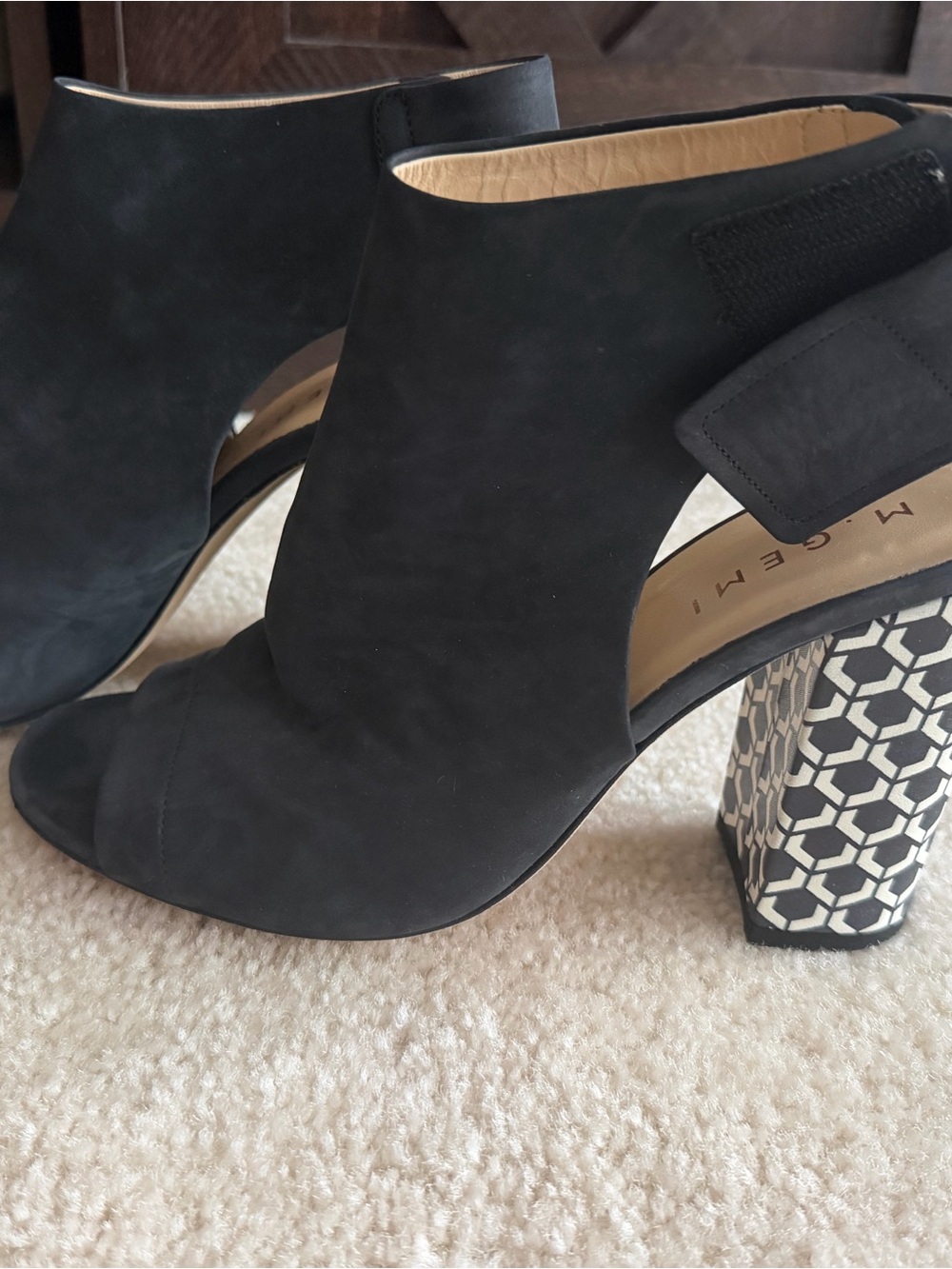 Black M. Gemi Open-Toe Block Heel Ankle Boot - Women